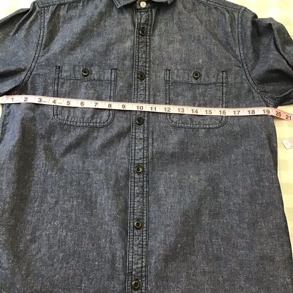 ALL-SON mens shirt dark blue cotton blend denim western cowboy button down small - Picture 6 of 11